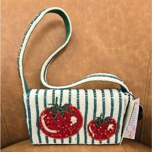 Viral Striped Beaded Handbag